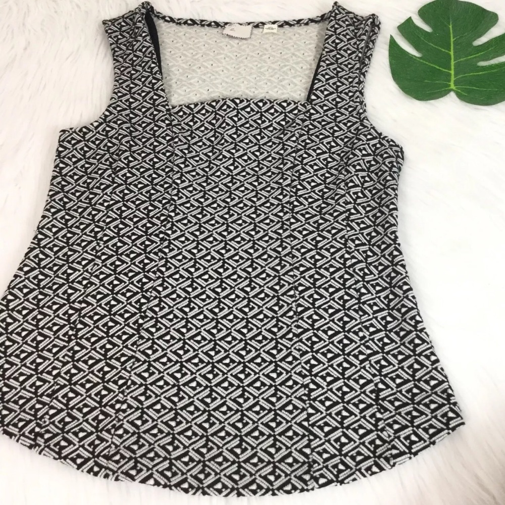 Anthropologie Black and White Geometric Blouse